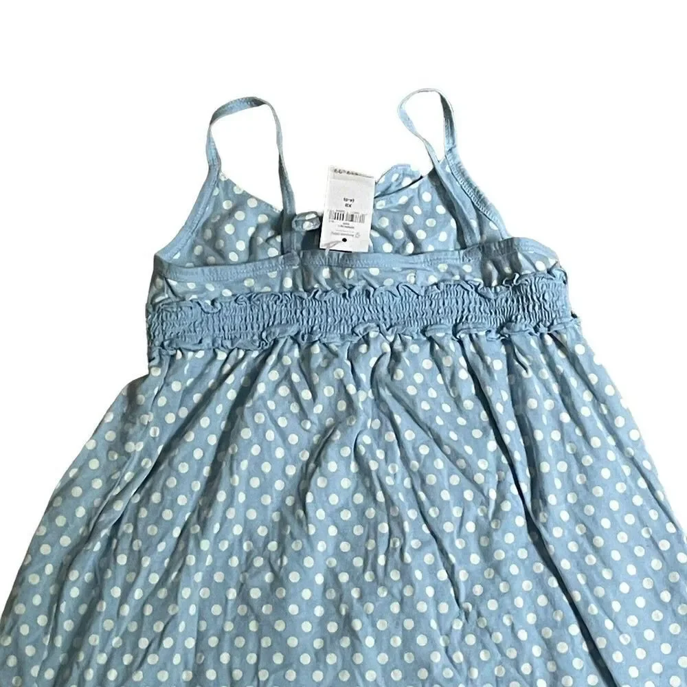 NWT Gap Girls Blue White Polka Dot Sun Dress XS 4-5 100% Cotton